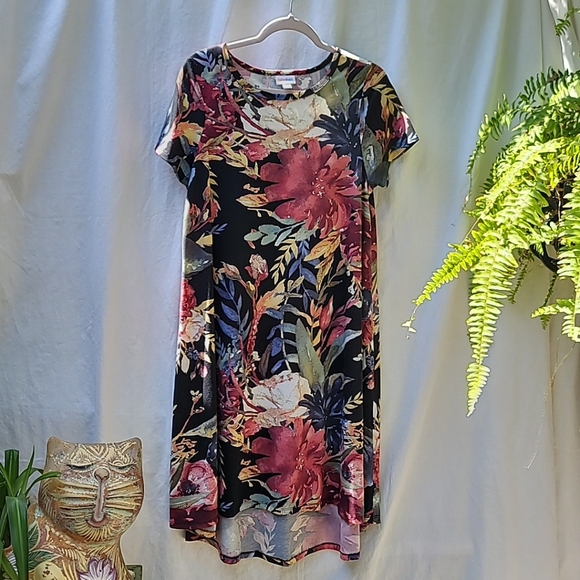 LuLaRoe Floral Carly - Black, Red, Green SZ Medium - Picture 1 of 4